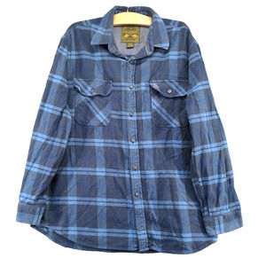 Anchorage Men's Button-Up Shirt Blue XL Long Sleeve Plaid Flap Pockets Flannel